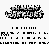Shadow Warriors (Europe) Title Screen